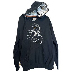 Legendary Whitetails Mens Pullover Hoodie Sweatshirt Black Camo Sz XL Tall